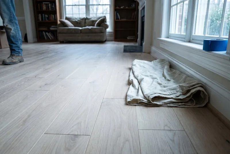 Wide white oak living room (sample photo)